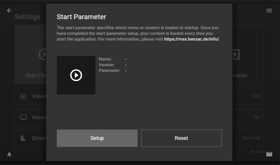 Abra Parâmetro de Inicialização